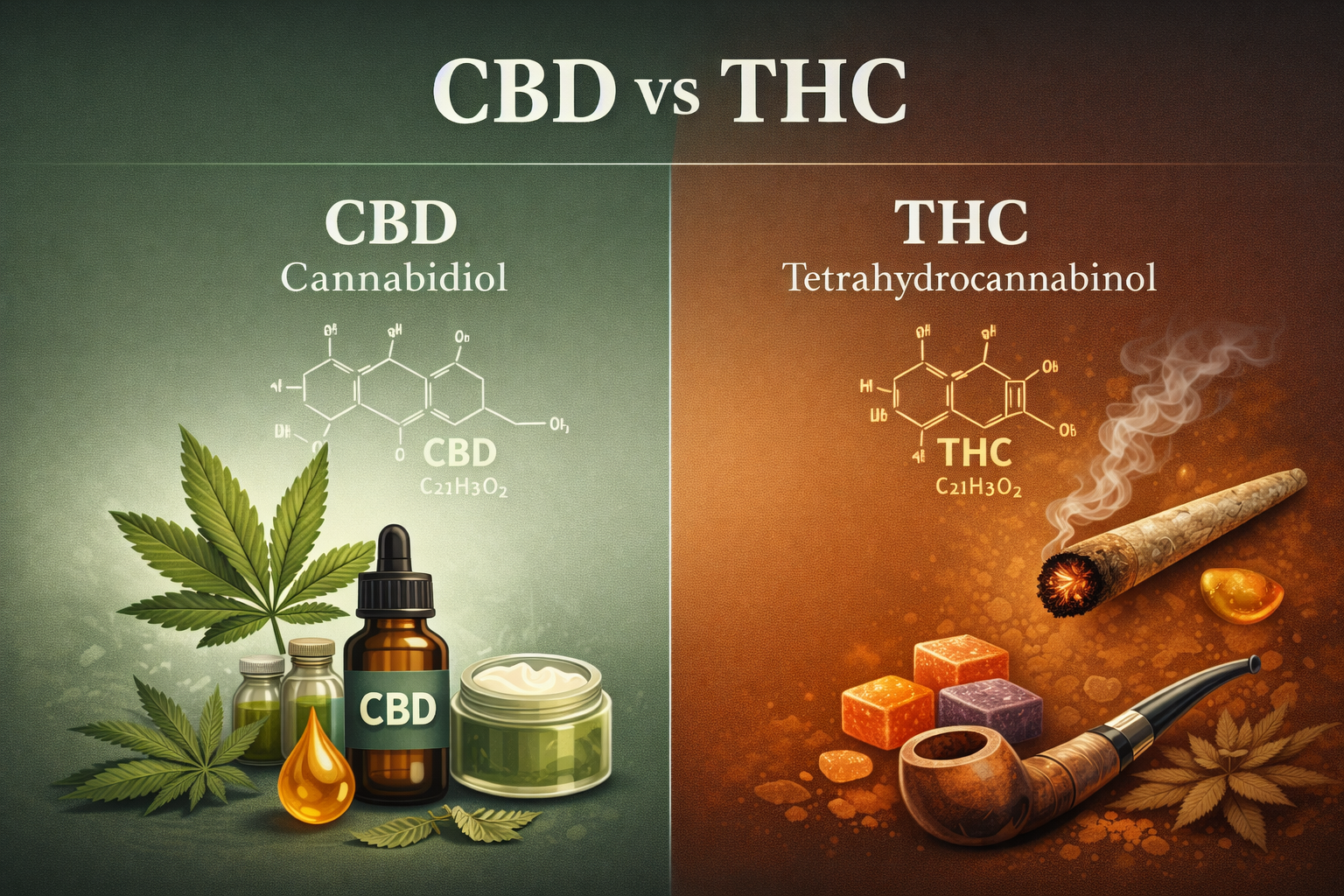 Cartel comparativo del THC y el CBD